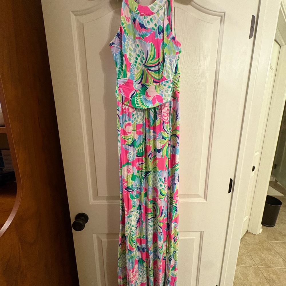 Lilly Pulitzer Pink Multicolor Tropical Print Maxi Dress